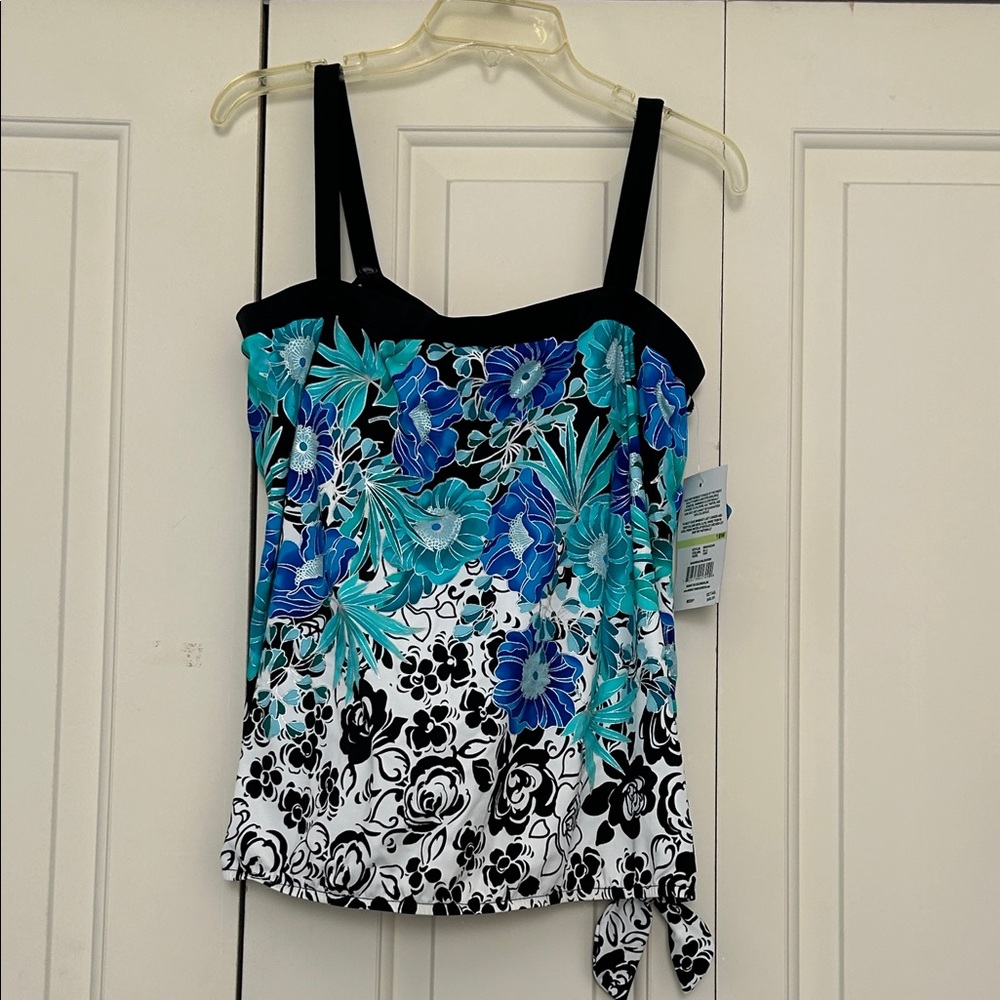Floral Black and Blue Women's   Tankini Top